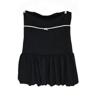 Aeropostale Womens Black Solid Strapless Drop Waist Bubble Dress Bow Size XL NWT